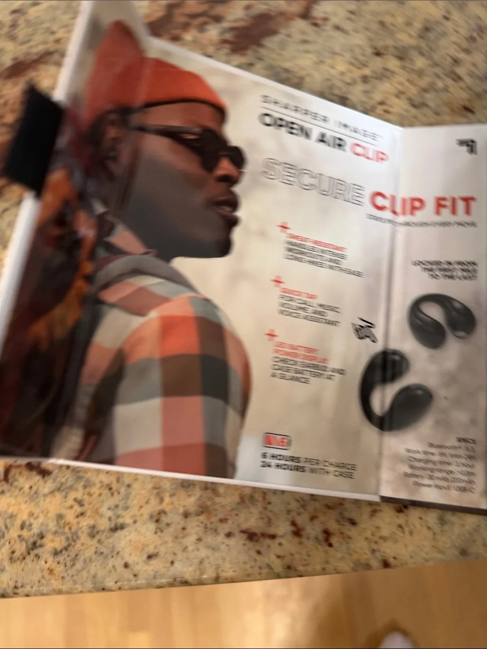 NWT Sharper Image Open Air Clip True Wireless Earbuds — Black